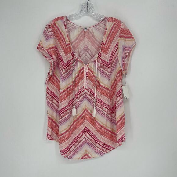 Sonoma Short Sleeve Split Neck Top Size Large - Picture 2 of 6